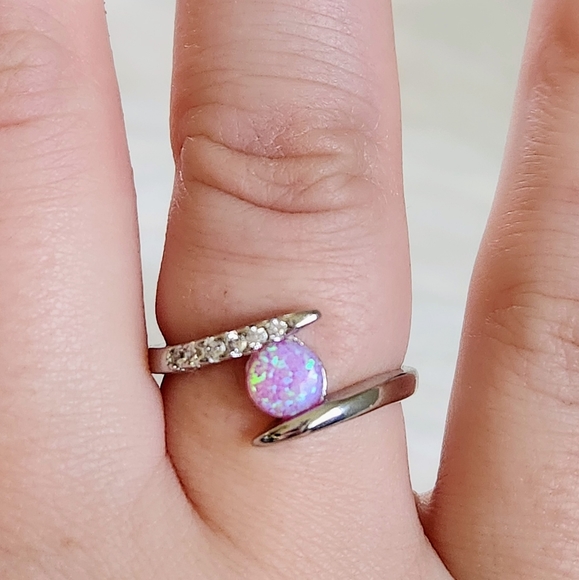 NWT Ryze Lab-Created Pink Opal & White CZ .925 Sterling Silver Ring - Size 8 - Picture 8 of 9